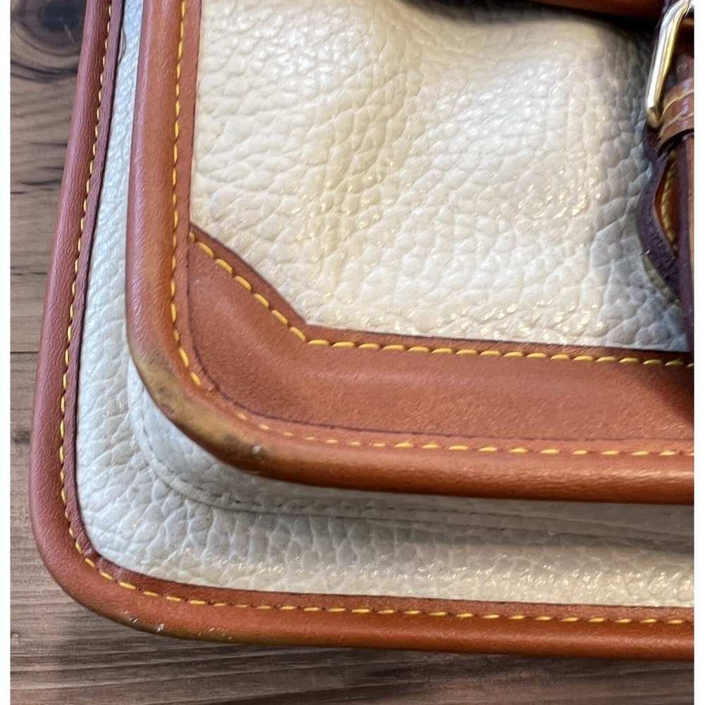Dooney & Bourke Cream and Brown Leather Crossbody Bag - Picture 3 of 16